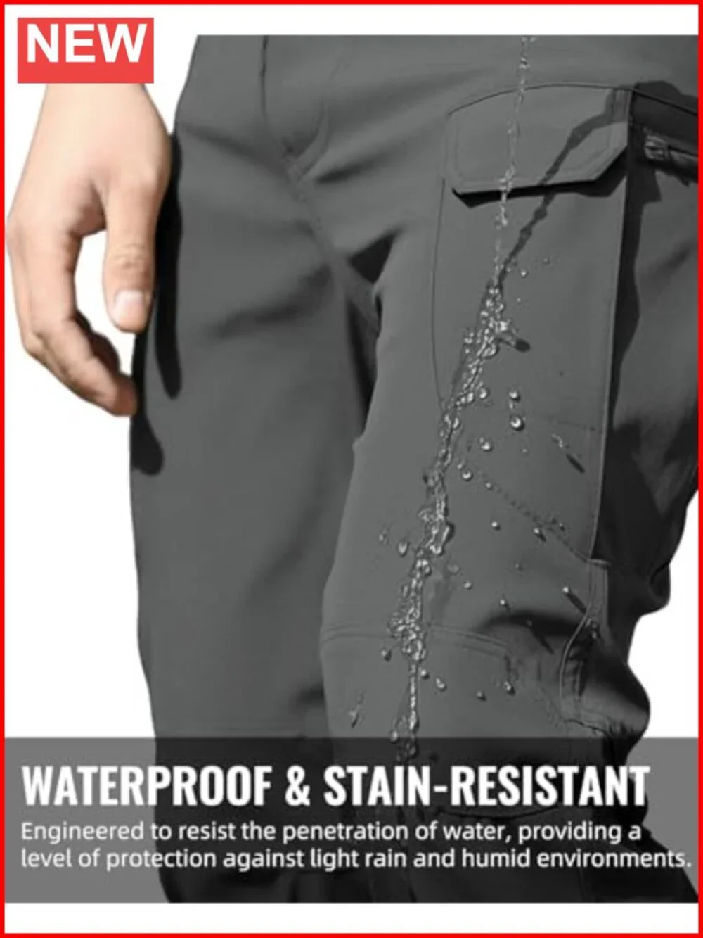 Men's Tactical Cargo Pants Stretch Waterproof for Hiking Work Multi Pockets